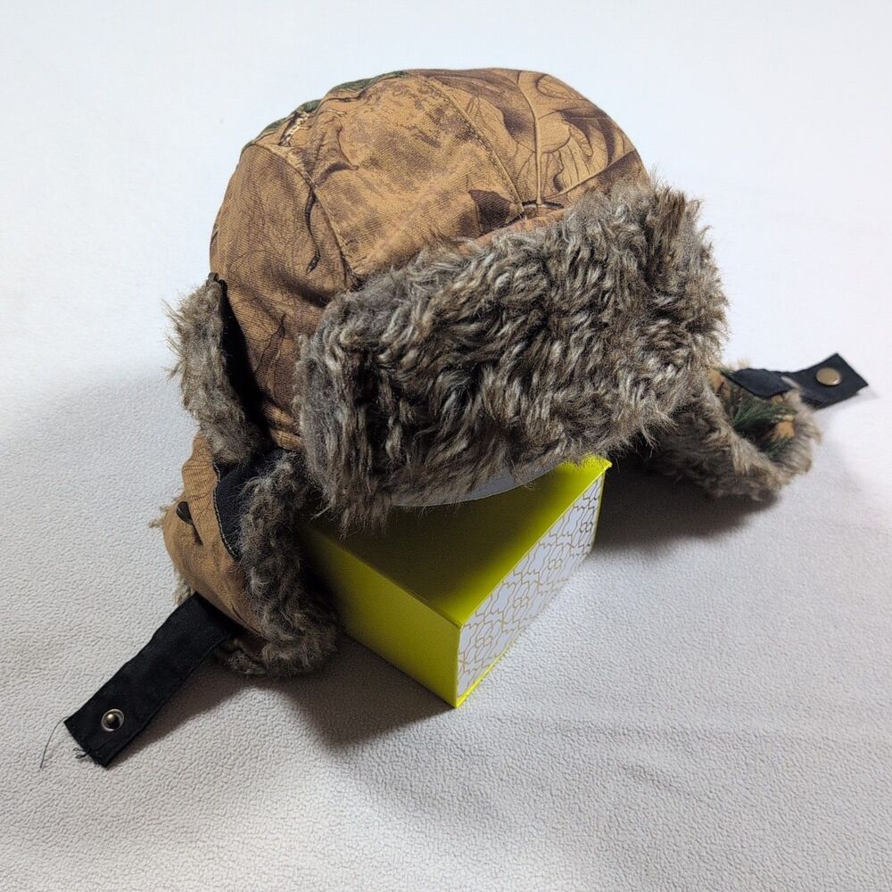 Realtree Men's Hot Shot Faux Fur Trapper Hat Camouflage Sizes M Gorpcore Outdoor